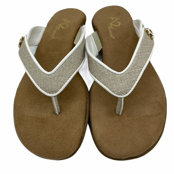 A2 by Aerosoles Tan Chlear Nautical Sailing Flat Sandals Flip Flops NEW Size 5.5 - Picture 1 of 7